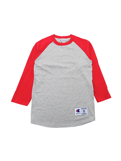 챔피온_ 3/4 Sleeve Raglan Baseball T-Shirt [Grey/Red]