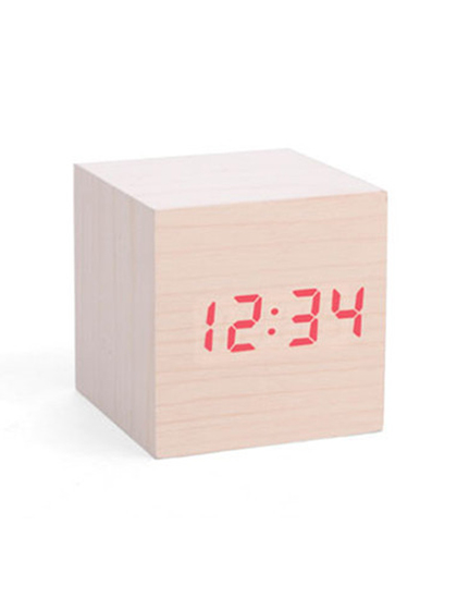 키커랜드_ Alarm Clock Wood Cube [White]