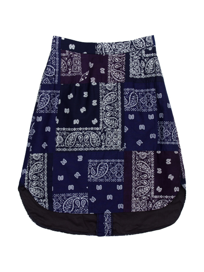 라로카스튜디오_ Patchwork Vintage Bandana Skirt [Navy]