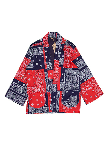 라로카스튜디오_ Patchwork Vintage Bandana Kimono Jacket [Navy/Red]