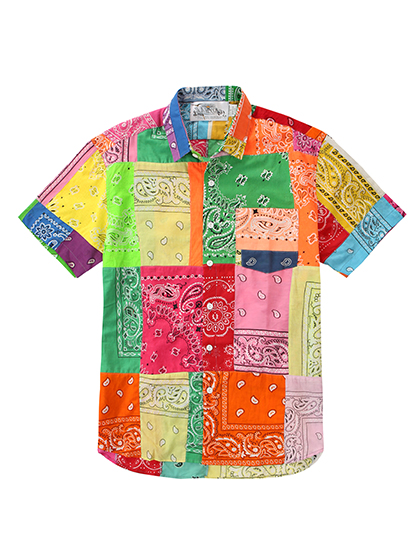 라로카스튜디오_ Patchwork Vintage Bandana Short-Sleeve Shirt 002 [Multi Color]