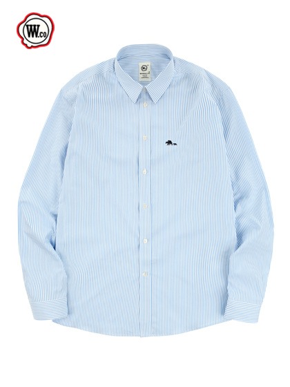 [위윌] WWC - Bear Embroidery Shirts [Blue Stripe]