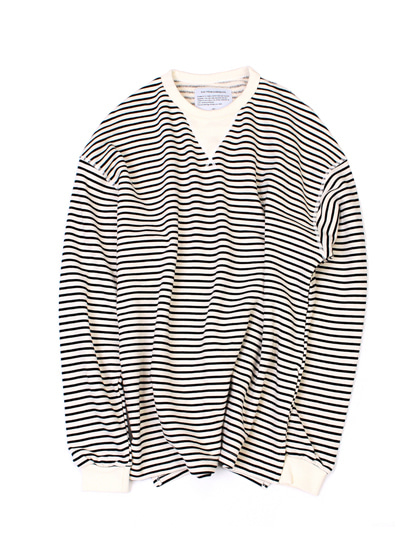 유니드가먼츠_ Flat Seam Stripe T-Shirt [White]