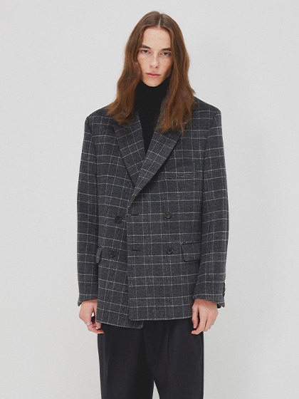 토니웩_ Rave Double Blazer [Grey Check](Australia Wool Winter Fabric)