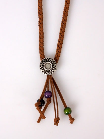 캐주얼프라이데이_ Handmade Artificial Suede Mask Strap &amp; Necklace [Brown]