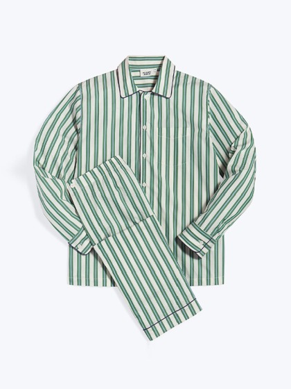 슬리피존스_ Henry Pajama Set [Cream, Green &amp; Blue Regimental Stripe]
