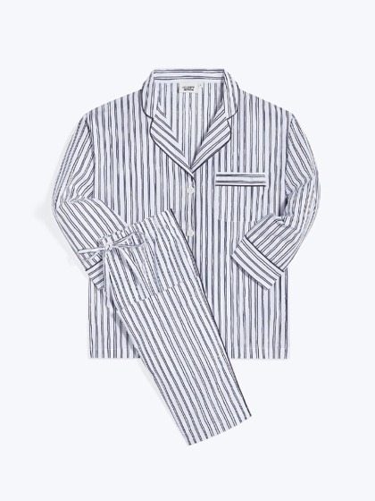 슬리피존스_ Marina Pajama Set [White &amp; Blue Scribble Stripe]