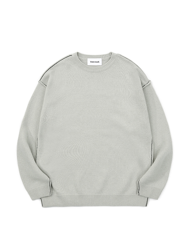 토니웩_ Contrasting Cashmere Sweater [Arctic Grey]