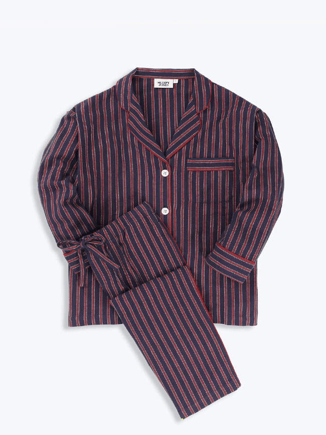 슬리피존스_ Marina Pajama Set [Navy, Red &amp; White Flannel Stripe]