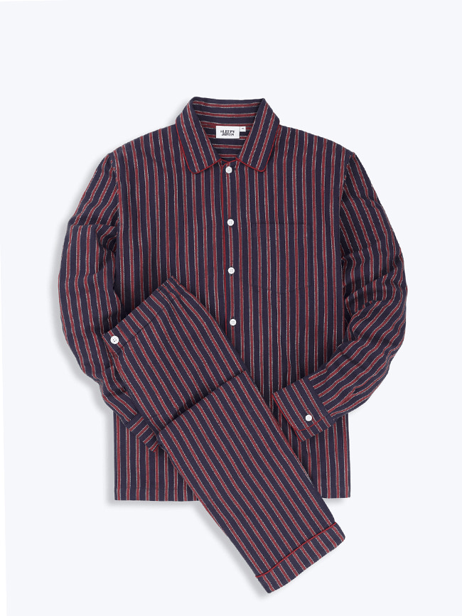 슬리피존스_ Henry Pajama Set [Navy, Red &amp; White Flannel Stripe]