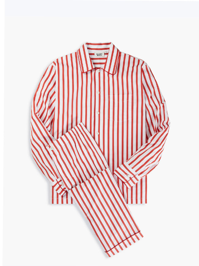 슬리피존스_ Henry Pajama Set [White &amp; Red Sateen Stripe]