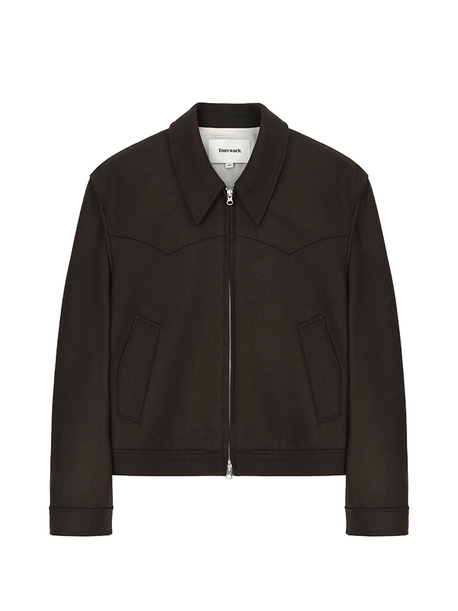 토니웩_ Wool-blend Minimal western jacket [Saddle Brown]