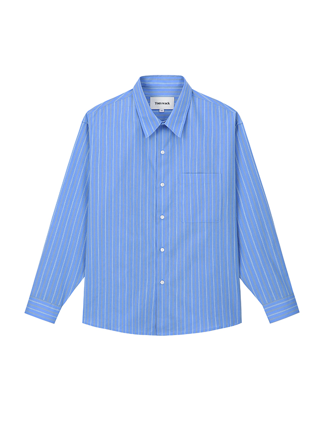 토니웩_ Chest-pocket stripe shirt [Royal Blue stripes]