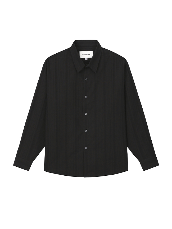 토니웩_ Embroidered stripe shirt [Black]