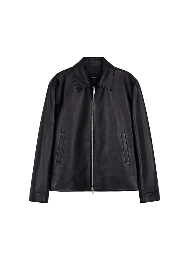 앤드로스_Trento Simple Leather Jacket [Black]