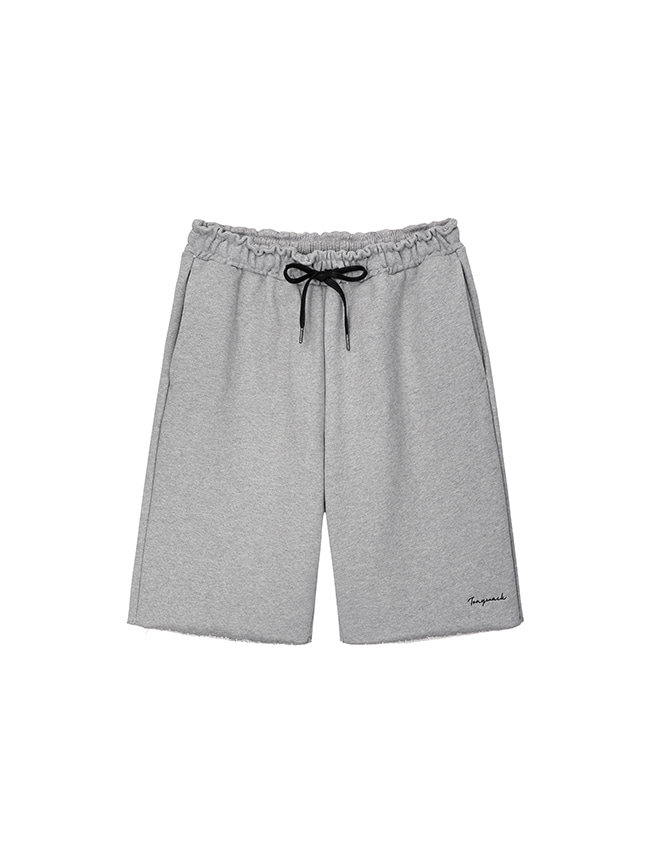 토니웩_ Heavyweight Brushed-Jersey Logo Embroidered Shorts [Melange Grey]
