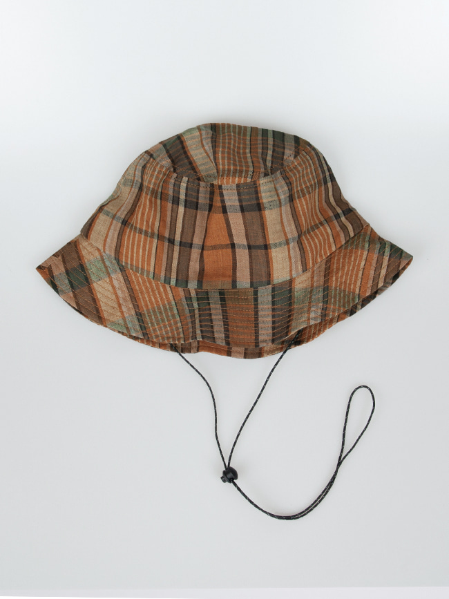 케이블아미_ Linen Check Bucket Hat [Brown]