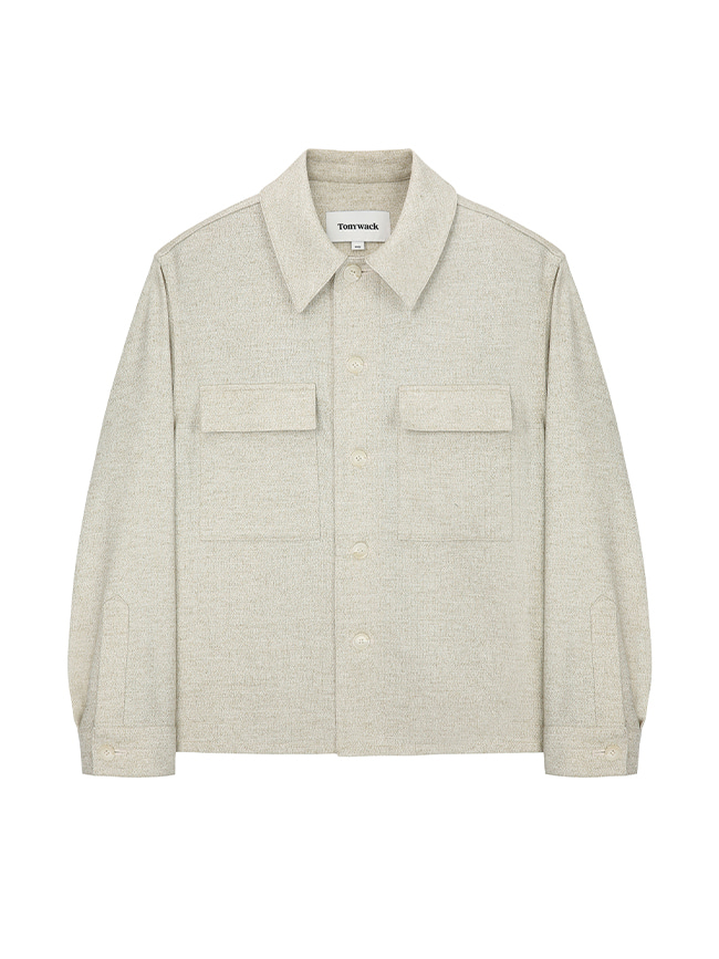 토니웩_ Wool and Lyocell Natural Tweed Shirt Jacket [Sage Beige]