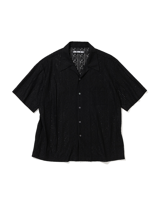 로드존그레이_lace open collar s/s shirts [black]