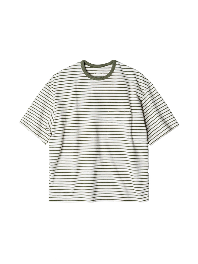 러프사이드_ Stripe 1/2 T-Shirt [Avocado]