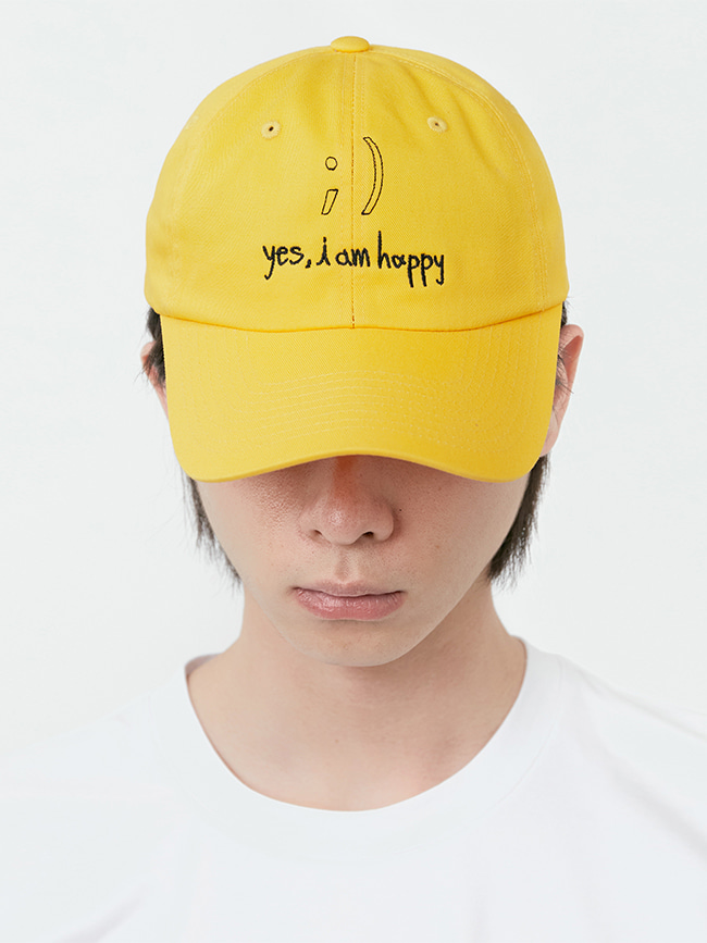 타이핑미스테이크_ YES, I’M HAPPY EMBROIDERY BALL CAP [YELLOW]