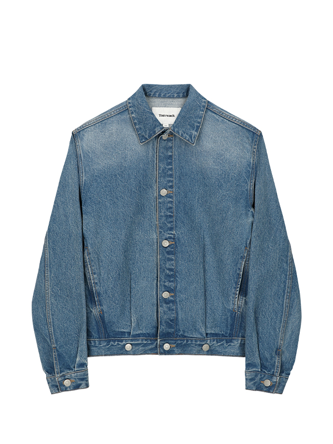토니웩_ Constructed Pleats Denim Jacket [Faded Vintage Blue]