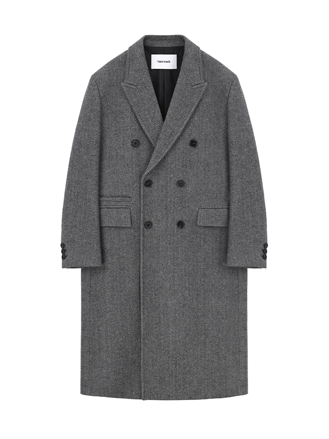 토니웩_ Double-breasted Chesterfield Coat [Mid Grey Herringbone]