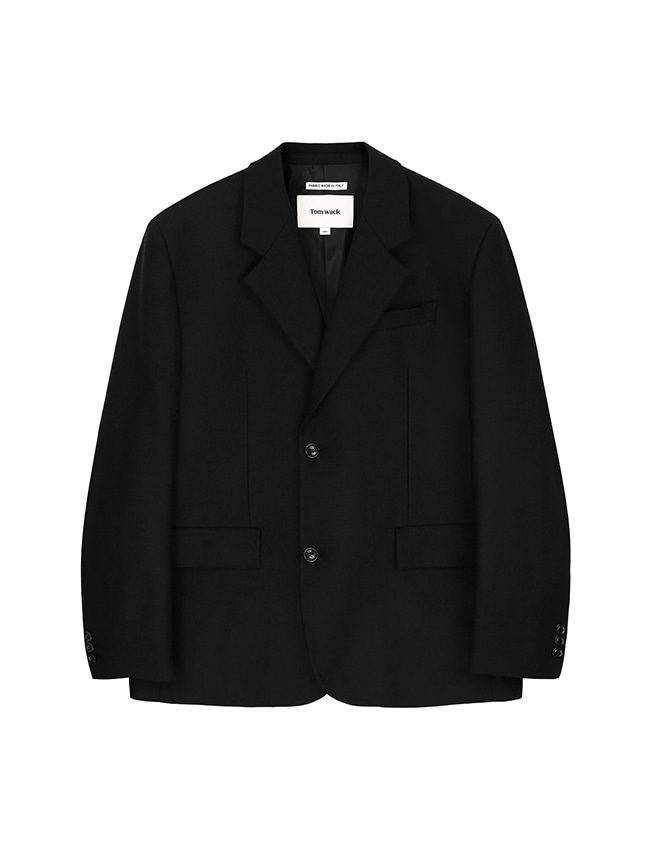 토니웩_ Italian Wool Flannel Twill Blazer (Italian Fabric) [Black]