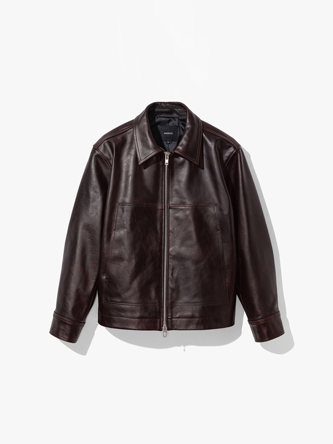 [10.4] 예약발송 앤드로스_Double Pocket Cow Leather Jacket (Deep Brown)