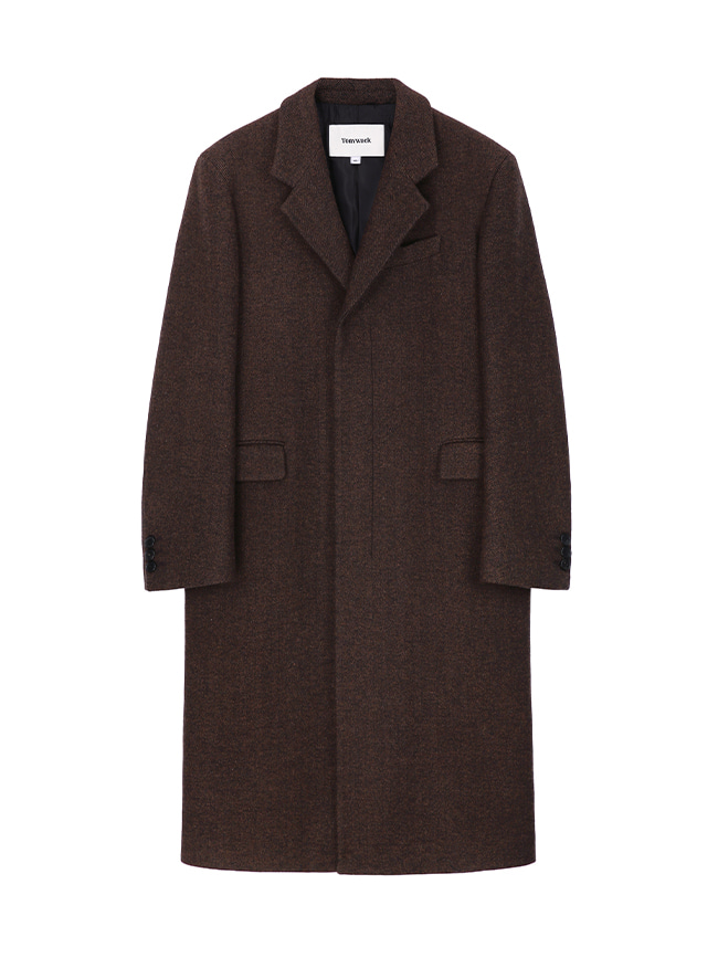 토니웩_ Single-Breasted Tailored Coat [Brown Black Herringbone]
