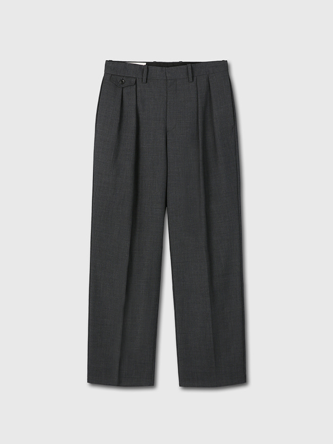 토니웩_ Double-pleats Relaxed Trousers [Grey]