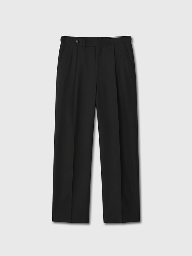 토니웩_ High Density Wool Side Strap Stright Trousers [Black]