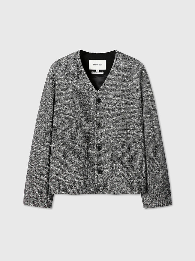 토니웩_ Italian Wool Cotton Tweed Blouson [Tweed Grey]