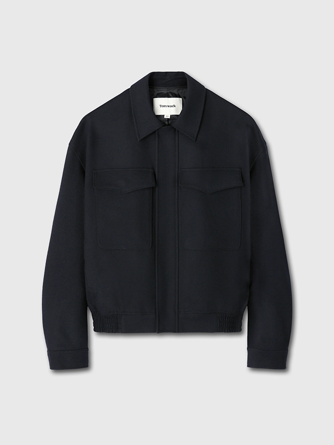 토니웩_ Merino Wool Chest Pocket Blouson (Australian Wool 100%) [Dark Navy]