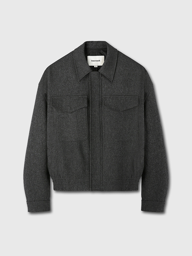 토니웩_ Merino Wool Chest Pocket Blouson (Australian Wool 100%) [Dark Grey]