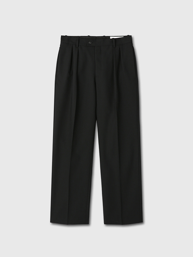 토니웩_ Super Fine Tropical Wool Double-pleats Trousers [Black]