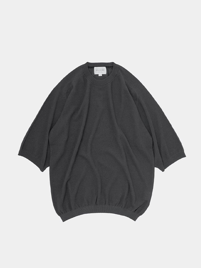 스틸바이핸드_ Half sleeve knit t-shirt [Charcoal]