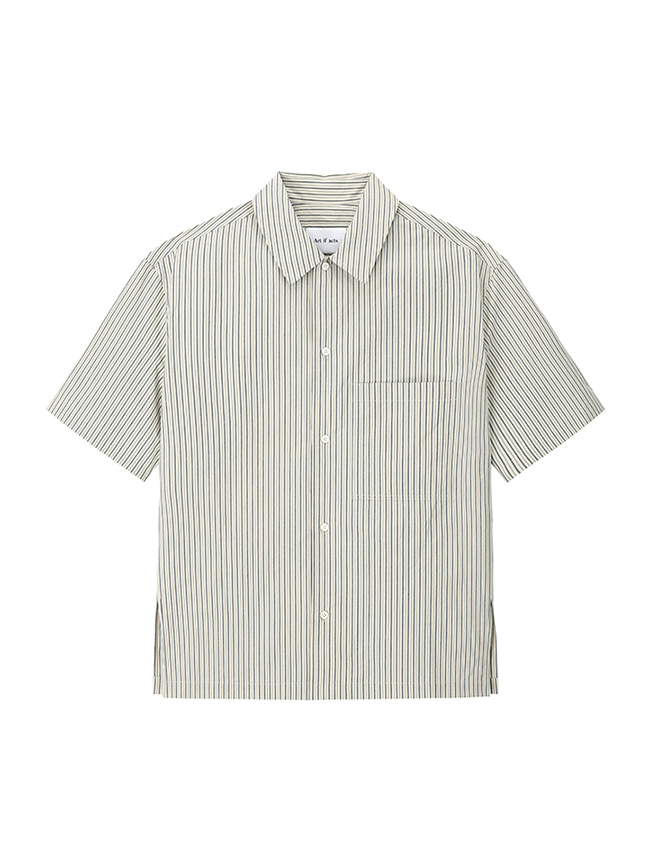 아트 이프 액츠_ Stripe Pocket Half Shirt [Green Line]