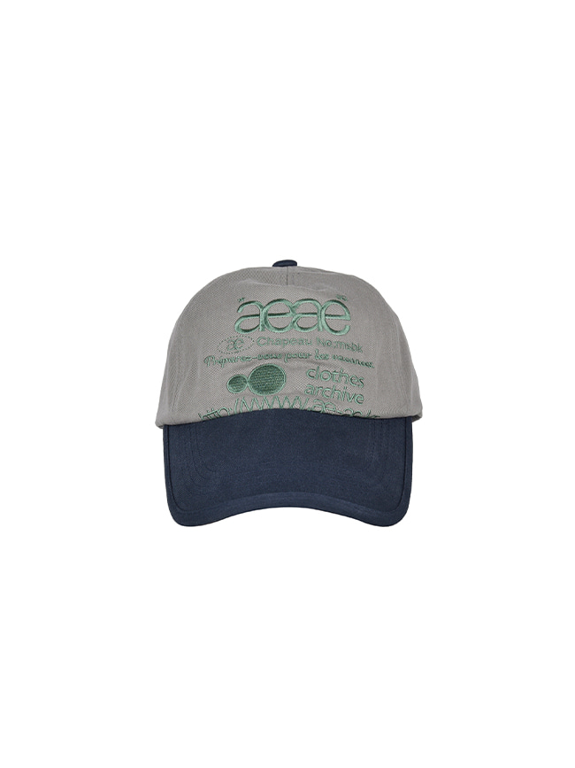 에이에이_ WEB LOGO 5 PANNEL BALL CAP [GREY/NAVY]
