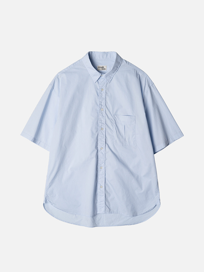 러프사이드_ Shirring Half Shirt [Light Blue]