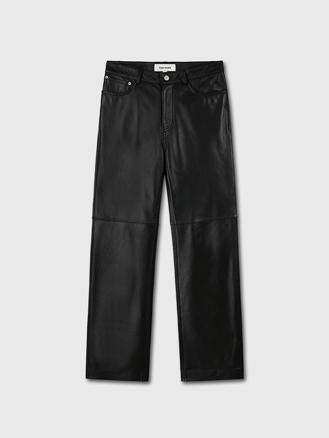 토니웩_ Straight Cut Italian Leather Trousers (Lamb Leather From Italy) [Black]