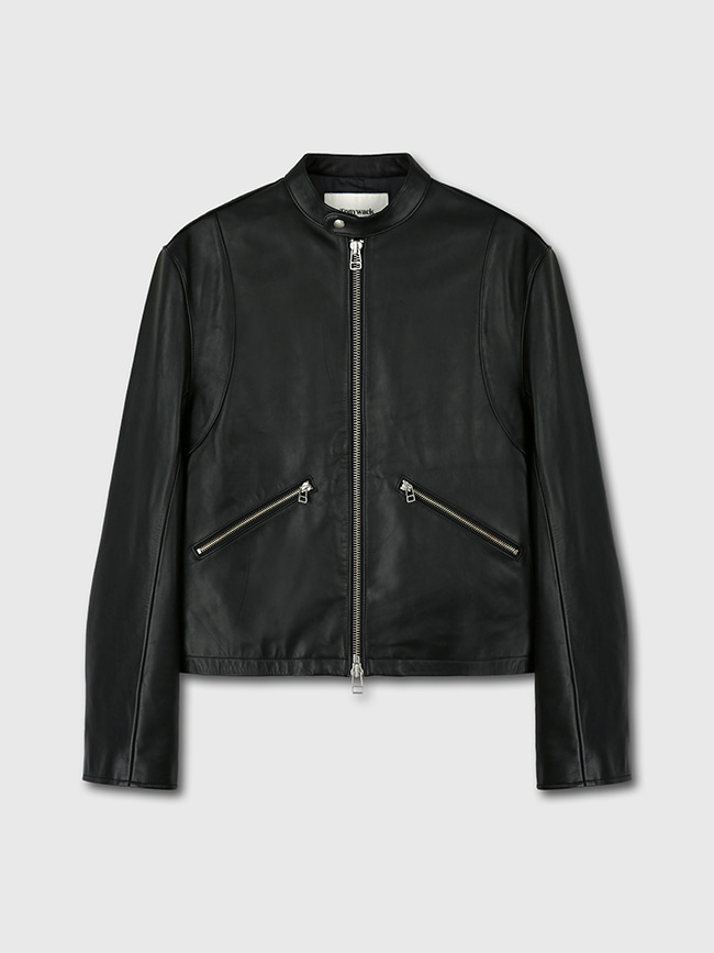 토니웩_ Italian Calf Leather Café Racer Jacket  [Black]