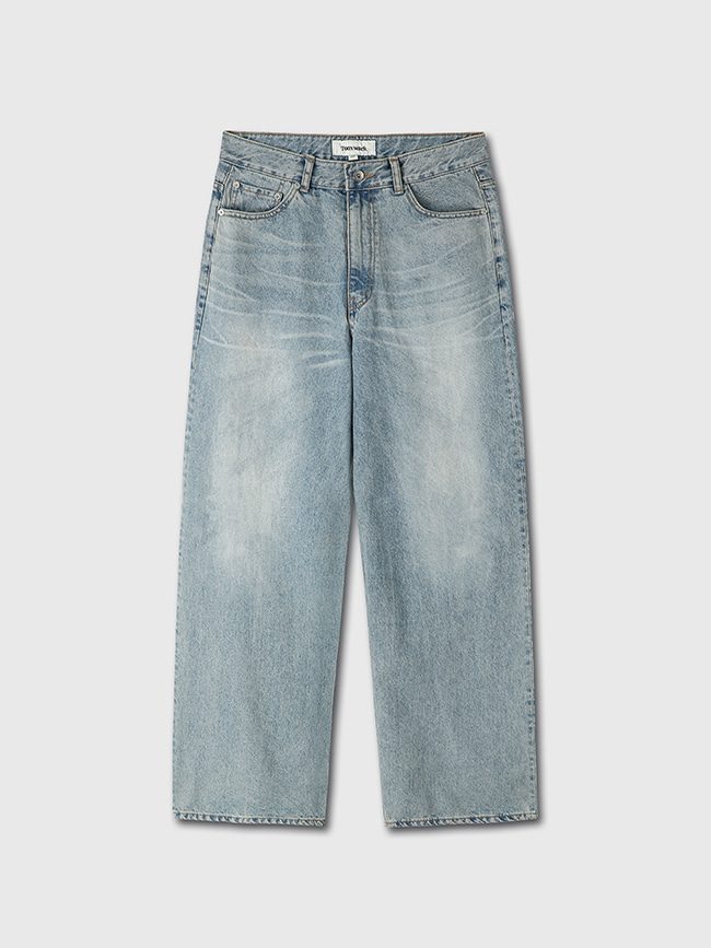 토니웩_ Wide-Leg Cut Denim Jeans [Light Washed Blue]