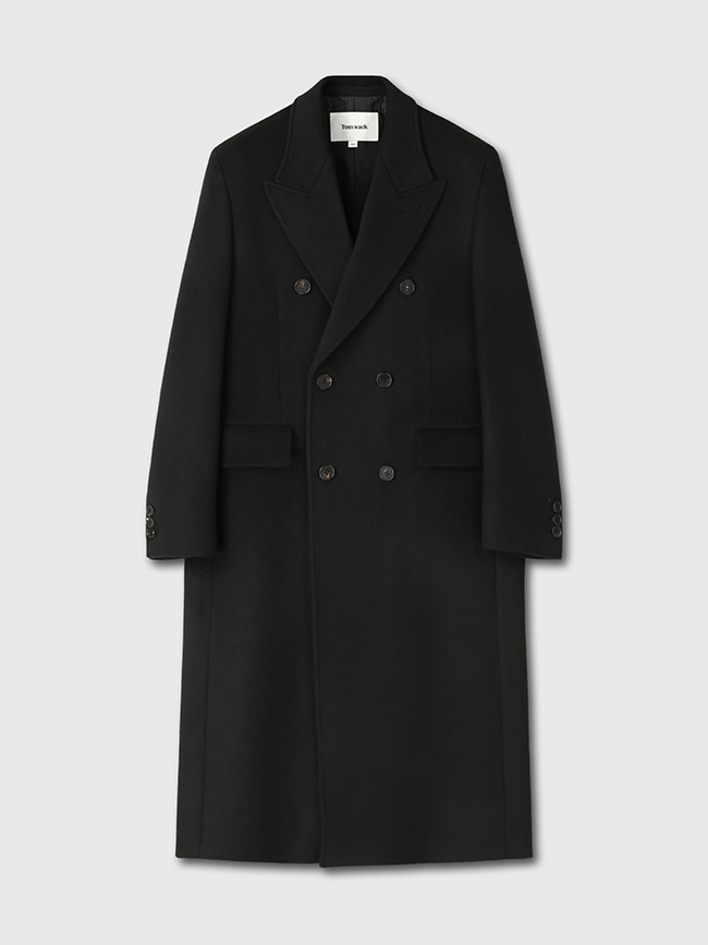 토니웩_ Cashmere Double-Breasted Tailored Coat [Black]