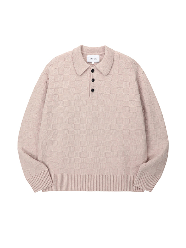 아트 이프 액츠_ Checkerboard Collar Knit_ [Delicate Pink]