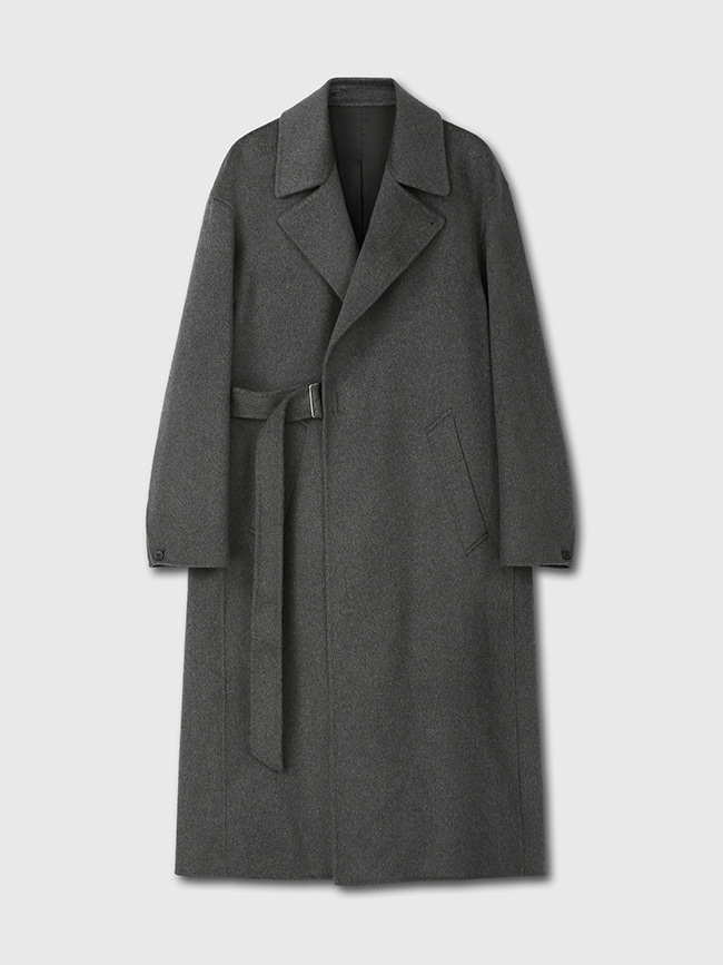 토니웩_ Handmade Cashmere Belted Over Coat [Charcoal]