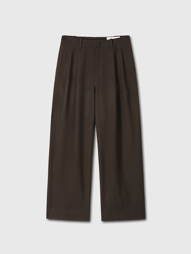 토니웩_ Virgin Wool Oversized Pleated Trousers [Dark Brown]