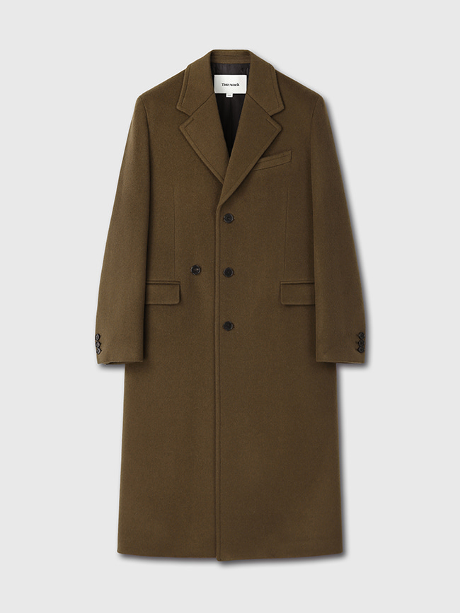 토니웩_ Cashmere Single-Breasted Tailored Wrap Coat [Wood Brown]