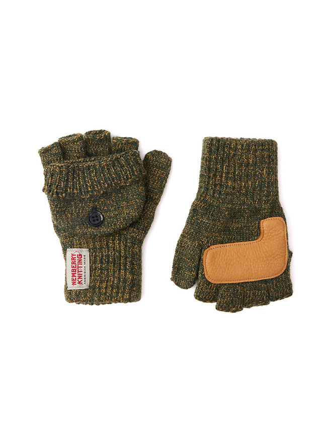뉴베리니팅_ Deer Leather Glomit Gloves [Olive/Tan]