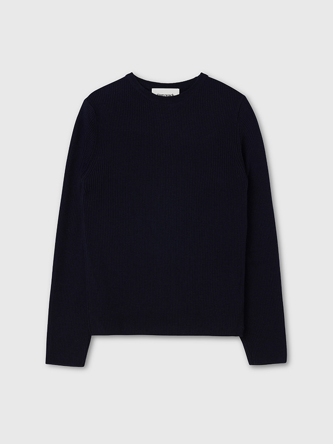 토니웩_ Merino Wool Ribbed Sweater [Navy]
